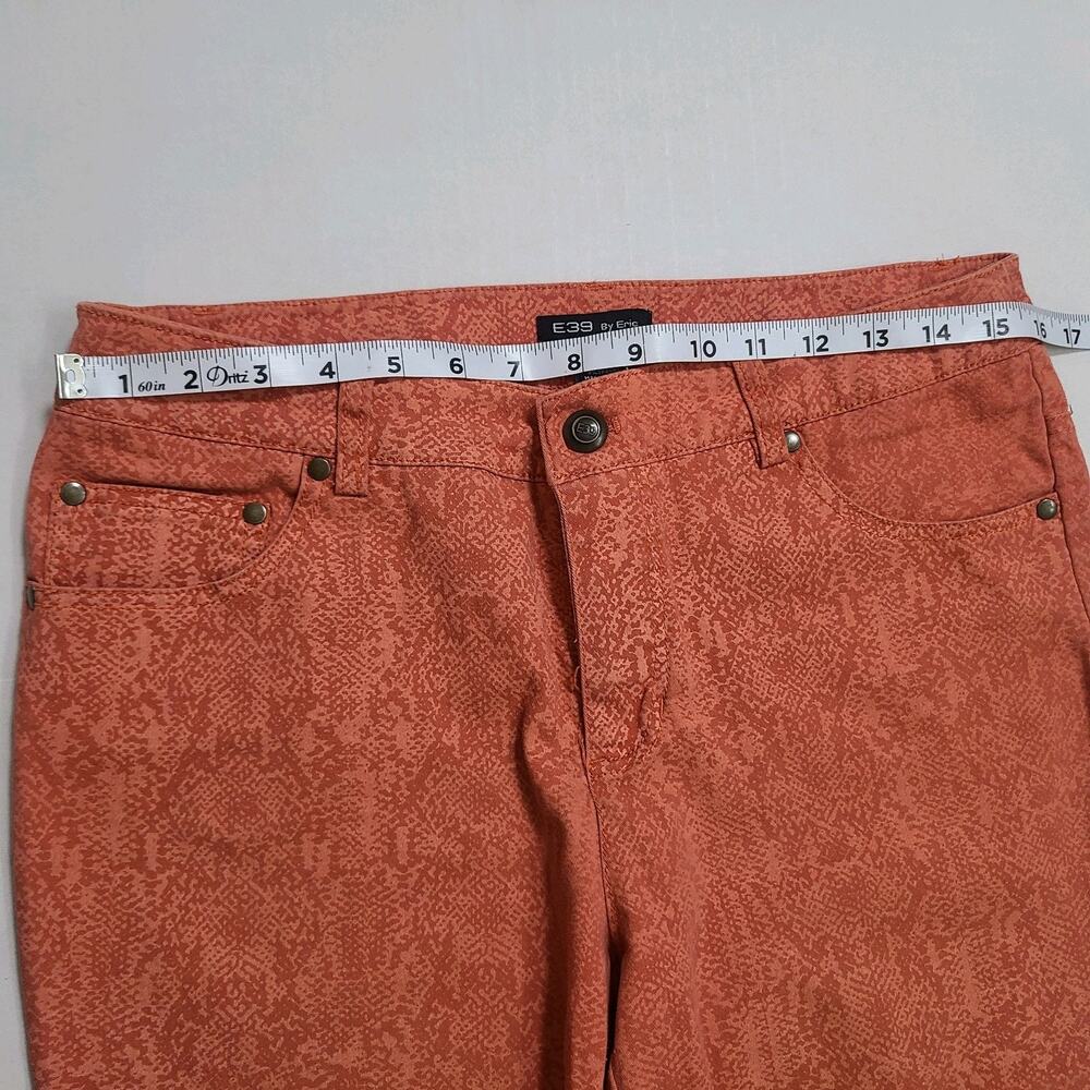 E39 by Eric Size 6 Rust Orange Printed Stretch Pants Women’s Slim Ankle Casual - Picture 6 of 9